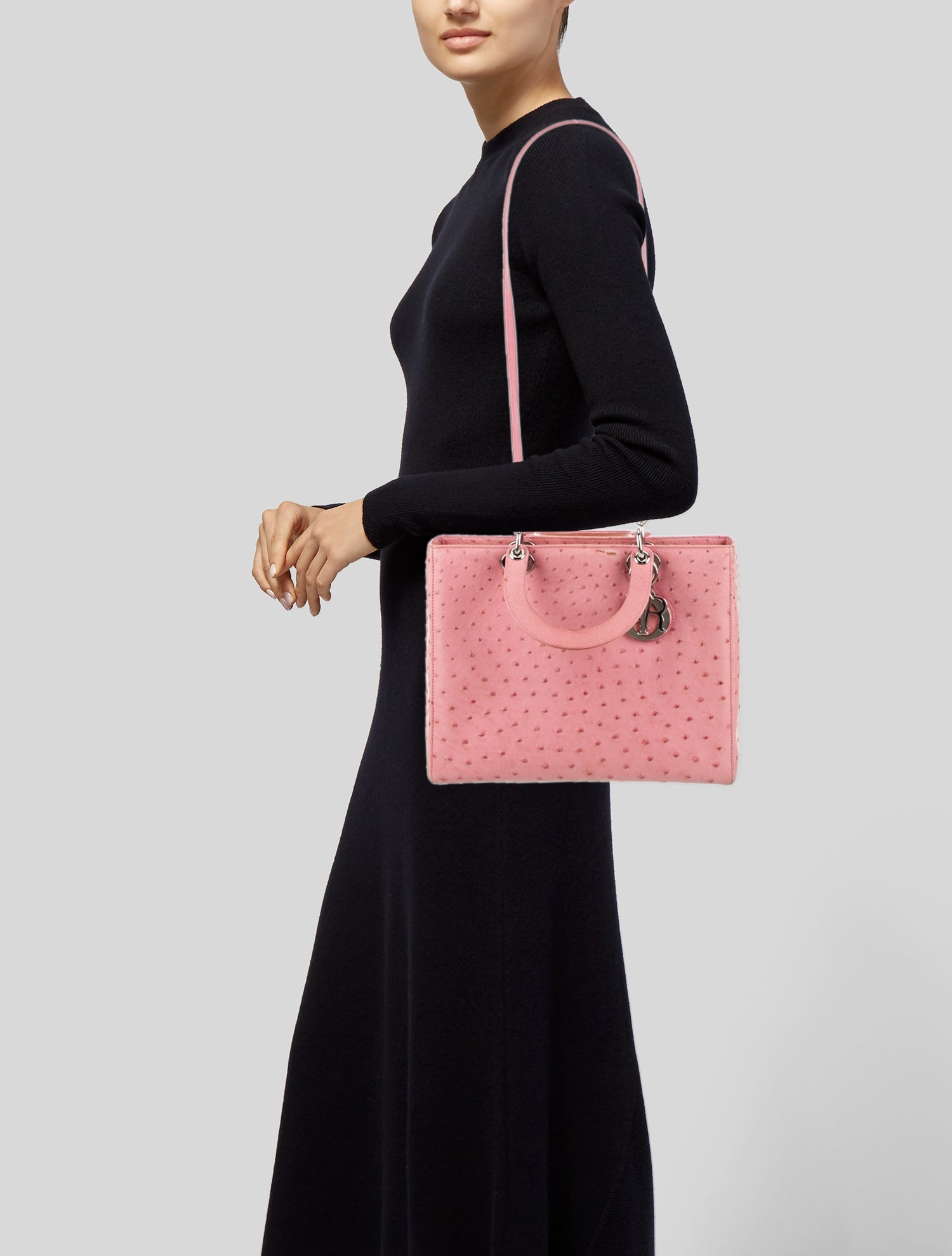 Christian Dior Ostrich Lady Dior Medium Vintage