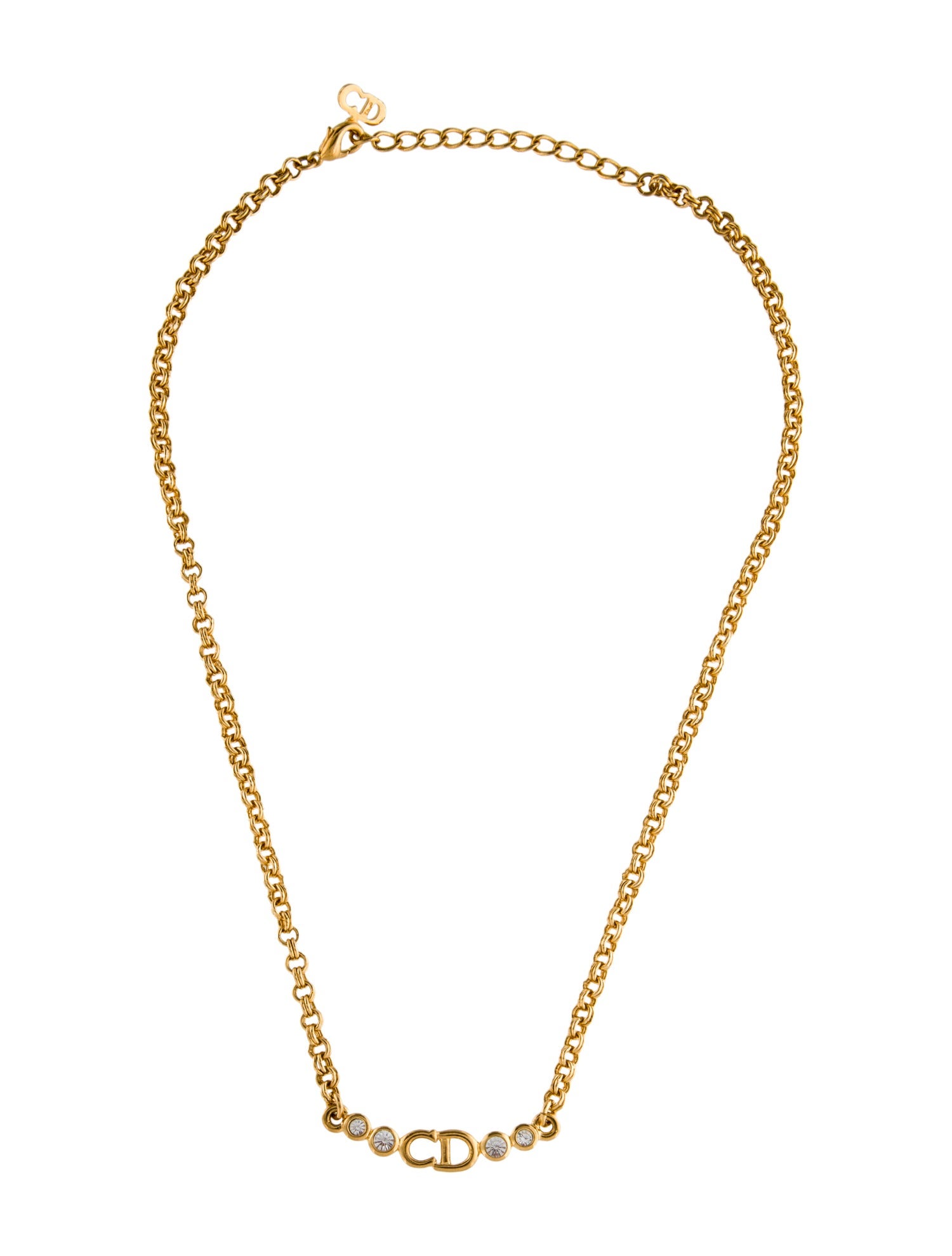 Christian Dior Vintage Crystal CD Necklace
