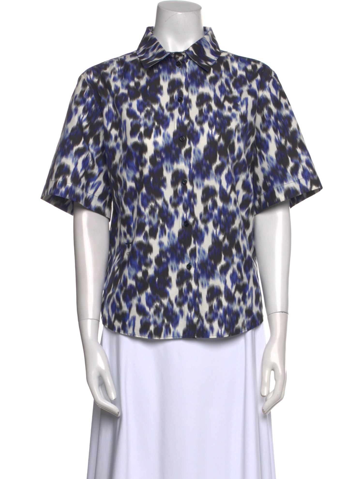 Christian Dior Animal Print Short Sleeve Button-Up Top