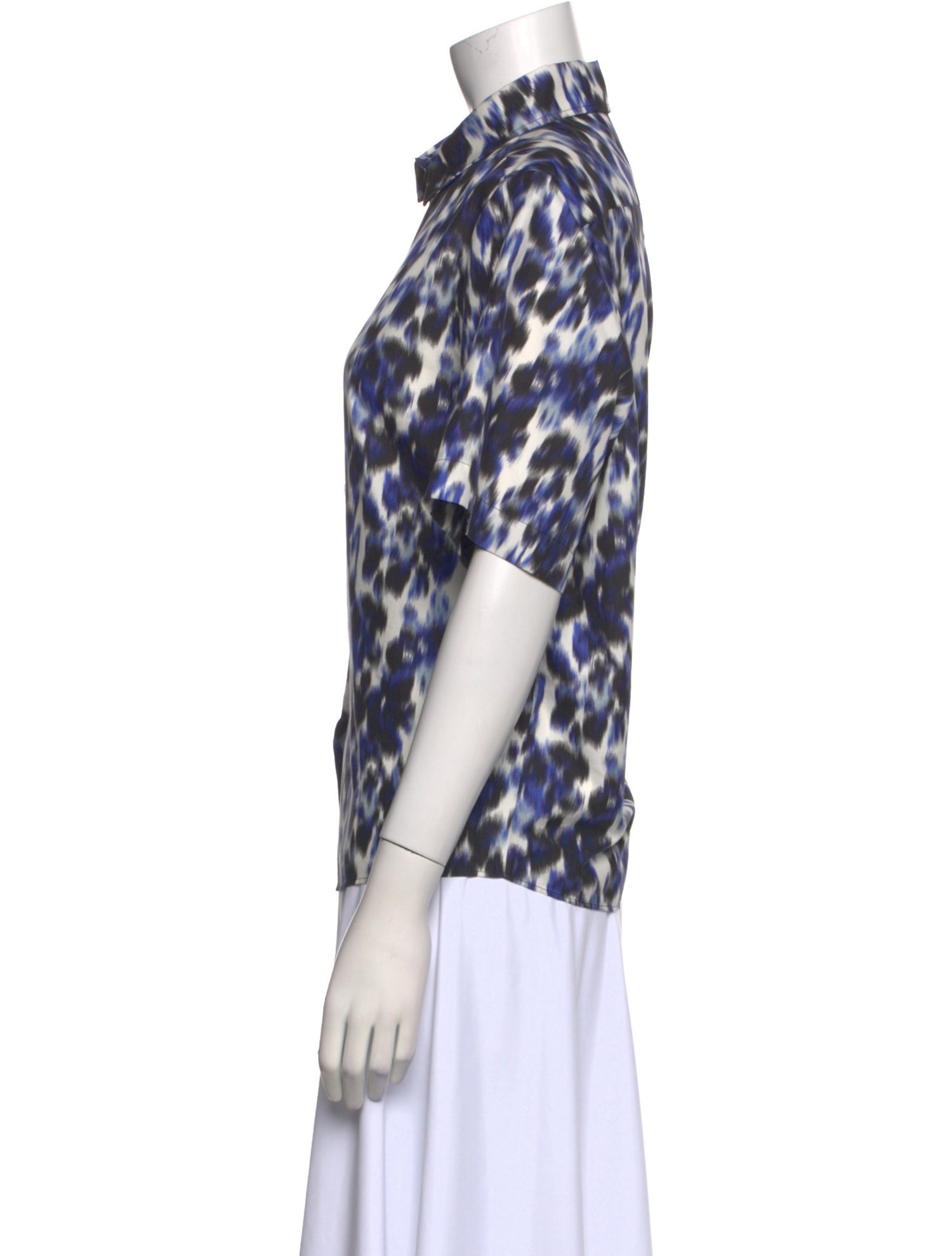 Christian Dior Animal Print Short Sleeve Button-Up Top