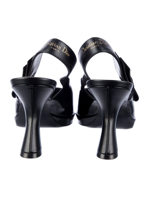 Christian Dior Patent Leather Bow Accents Slingback Pumps