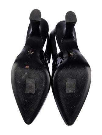 Christian Dior Patent Leather Bow Accents Slingback Pumps