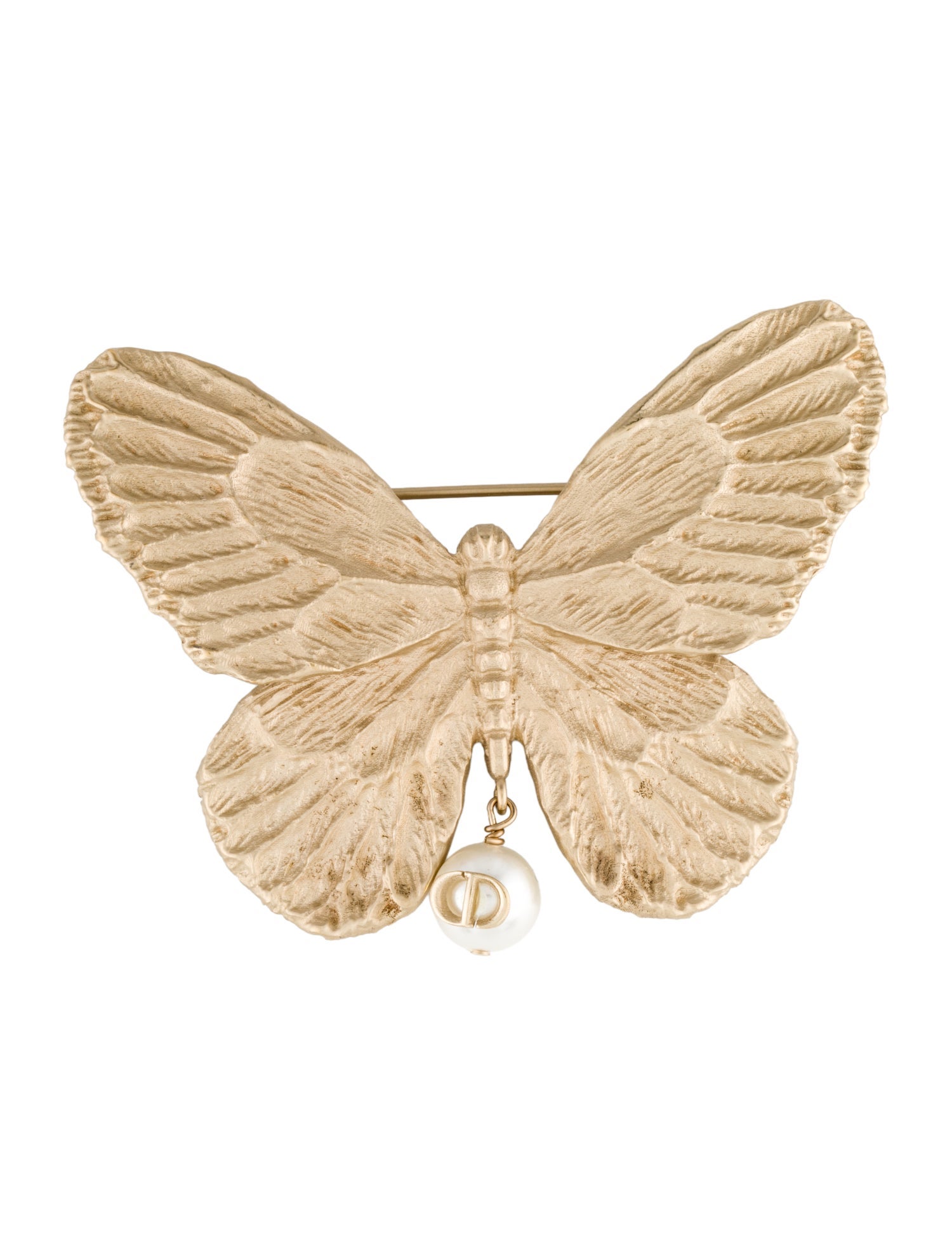 Christian Dior Faux Pearl Butterfly Brooch