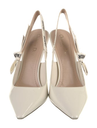 Christian Dior Patent Leather Bow Accents Slingback Pumps