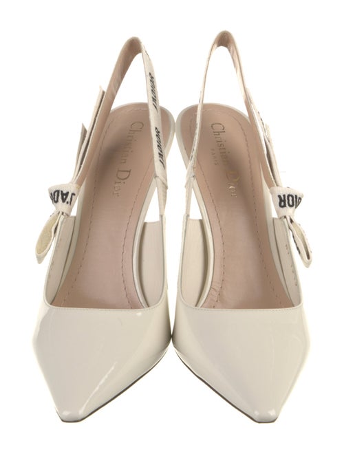 Christian Dior Patent Leather Bow Accents Slingback Pumps