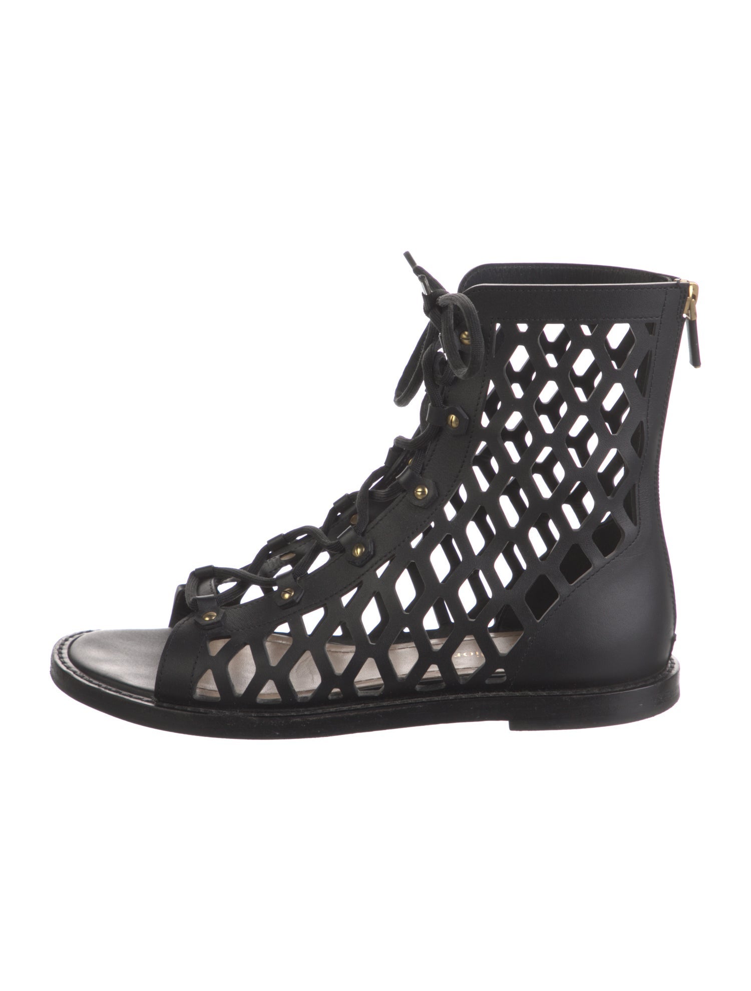 Christian Dior Leather Lasercut Accents Gladiator Sandals