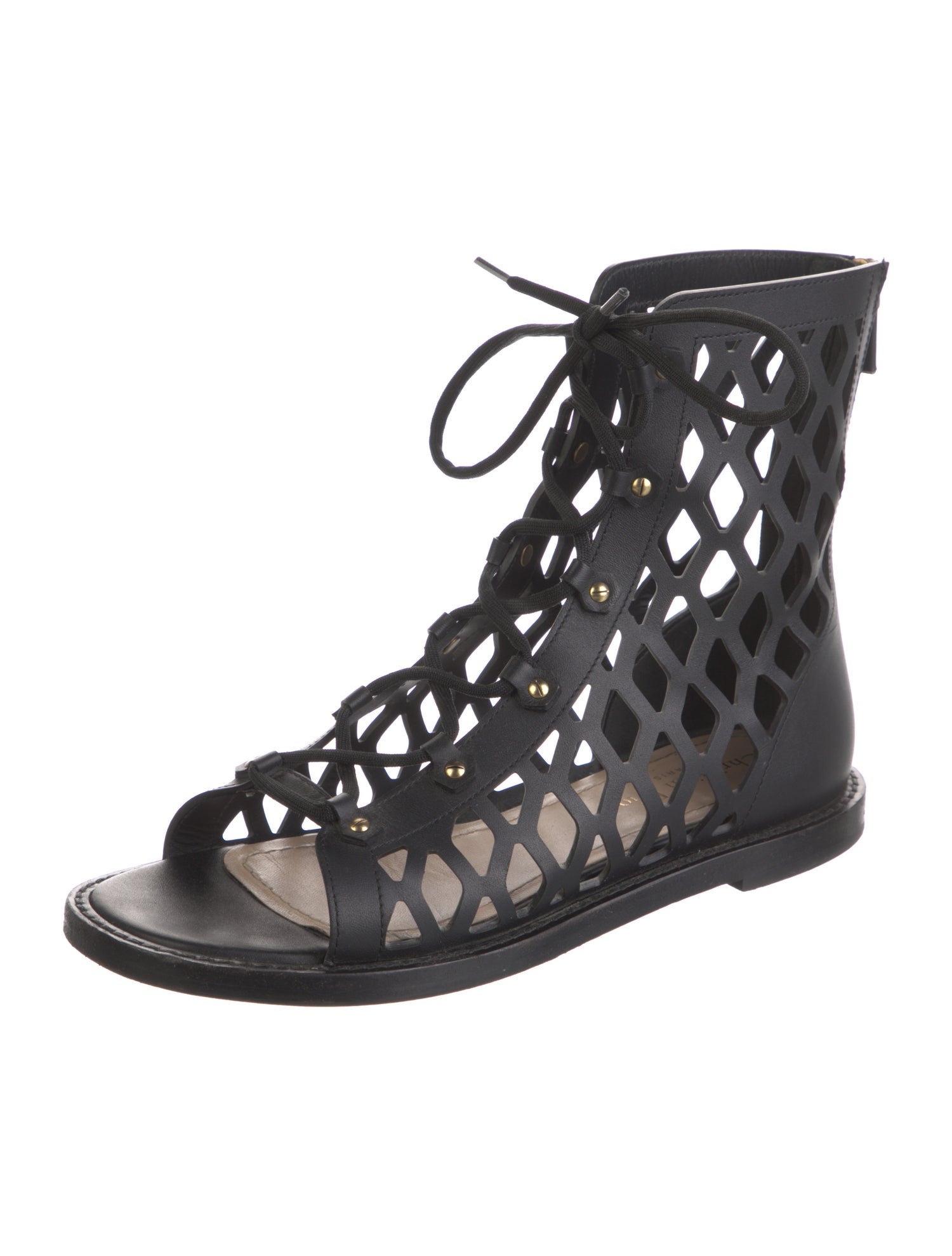 Christian Dior Leather Lasercut Accents Gladiator Sandals