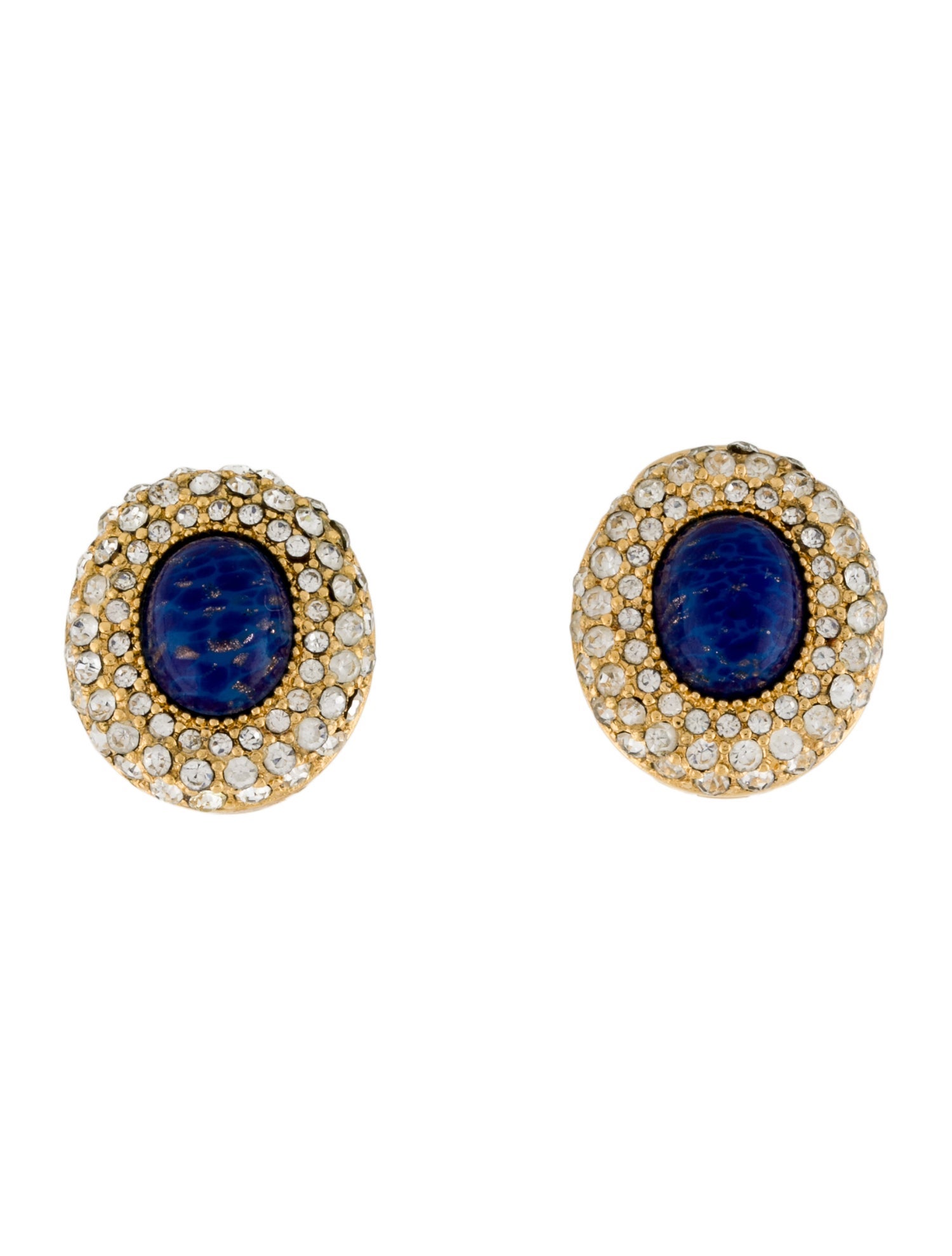 Christian Dior Vintage Crystal & Resin Clip On Earrings