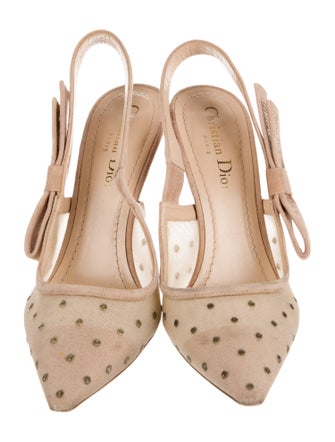 Christian Dior Suede Bow Accents Slingback Pumps