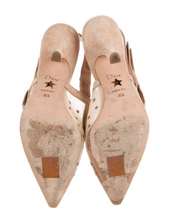 Christian Dior Suede Bow Accents Slingback Pumps