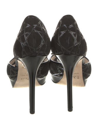 Christian Dior Cannage Pattern Suede D'Orsay Pumps