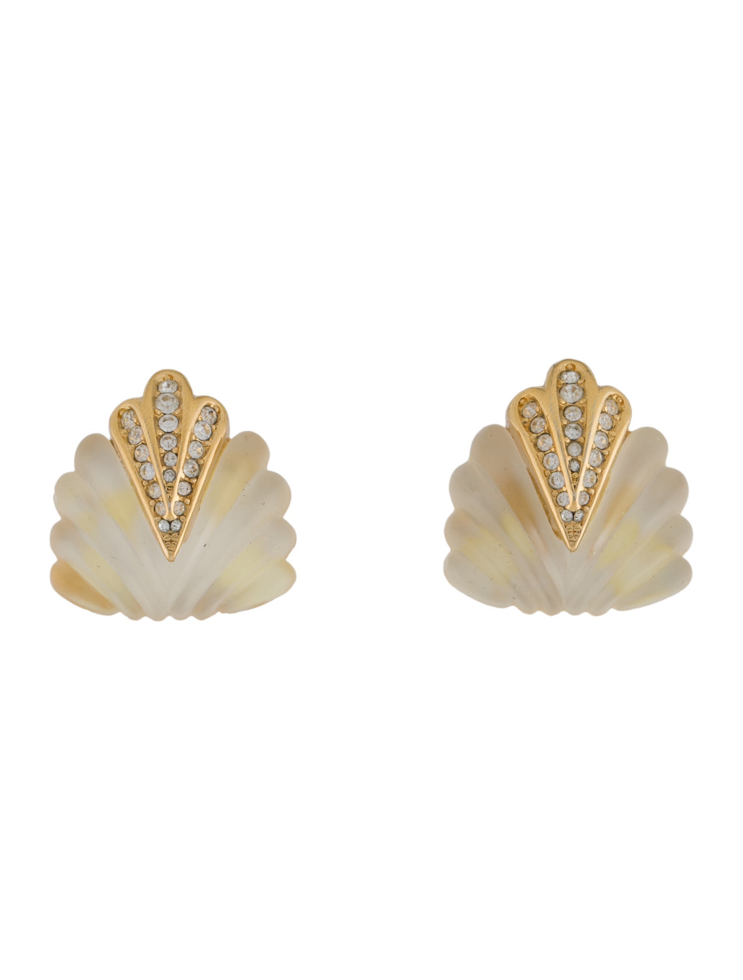 Christian Dior Vintage Crystal & Resin Clip-On Earrings
