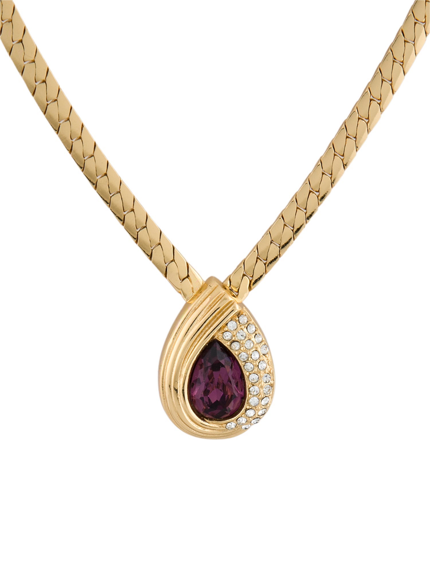 Christian Dior Vintage Crystal Pendant Necklace