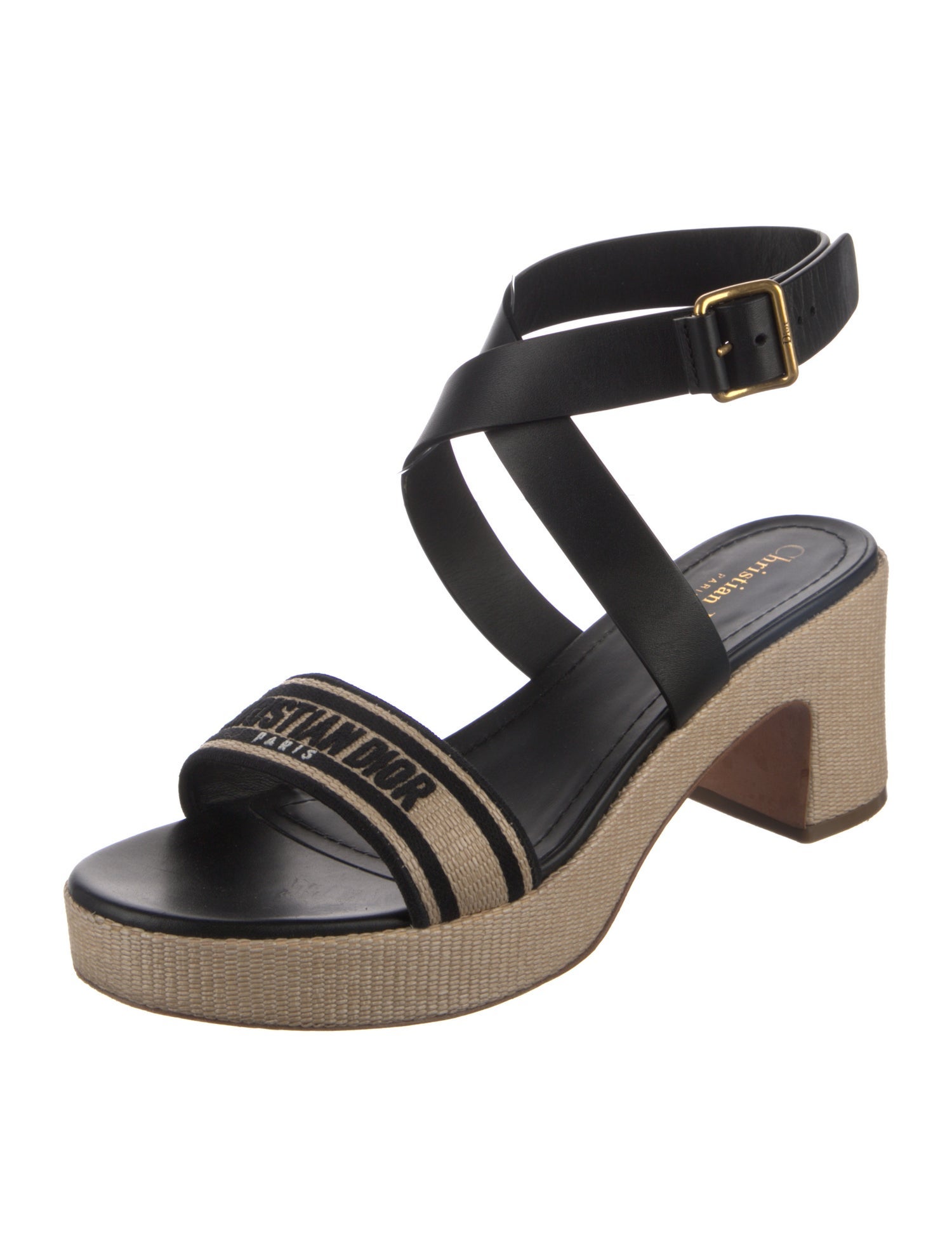 Christian Dior Leather Colorblock Pattern Espadrilles