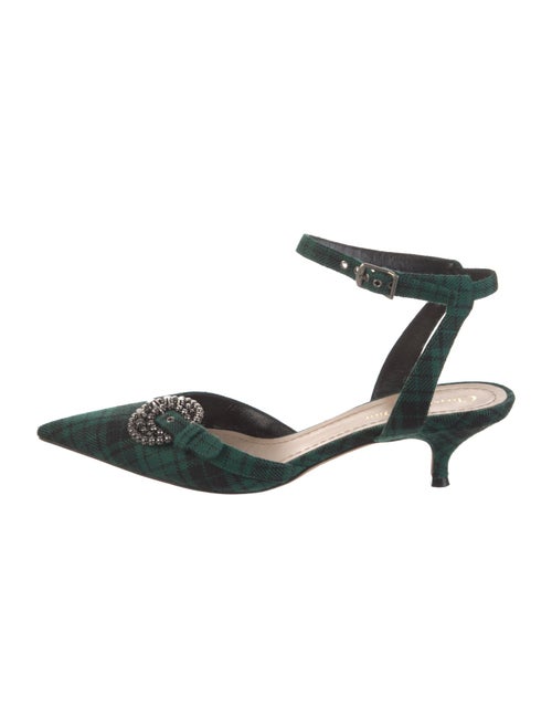 Christian Dior Plaid Print Studded Accents Slingback Pumps
