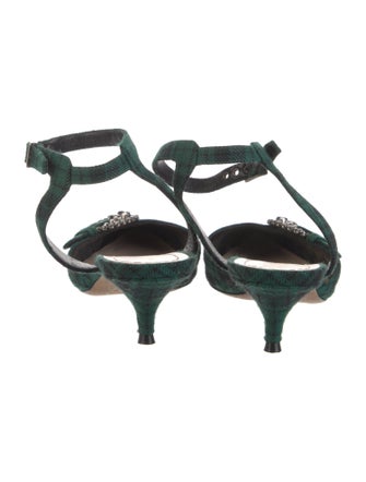 Christian Dior Plaid Print Studded Accents Slingback Pumps