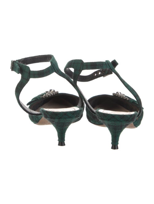 Christian Dior Plaid Print Studded Accents Slingback Pumps