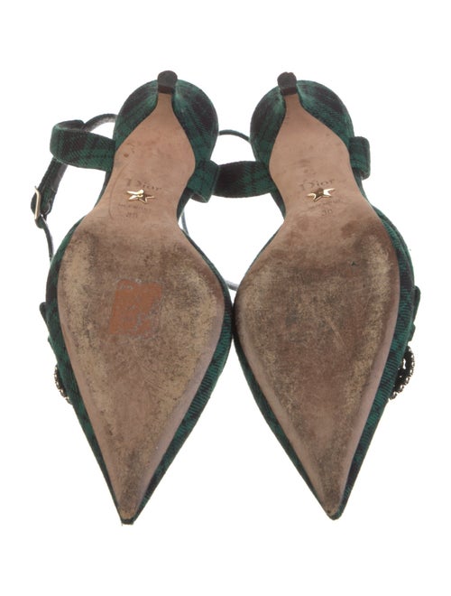 Christian Dior Plaid Print Studded Accents Slingback Pumps