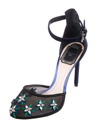 Christian Dior Diorissimo Pattern Suede D'Orsay Pumps