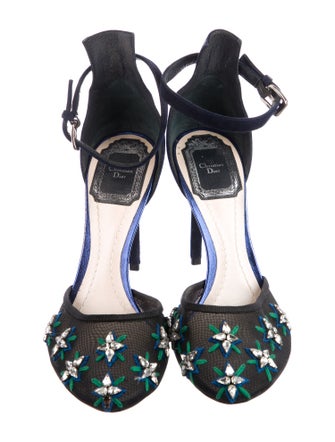Christian Dior Diorissimo Pattern Suede D'Orsay Pumps