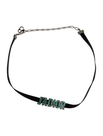 Christian Dior Enamel & Ribbon J'Adior Chocker Necklace