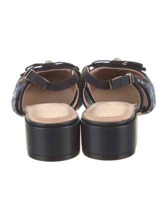 Christian Dior Faux Pearl Accents Leather Slingback Pumps