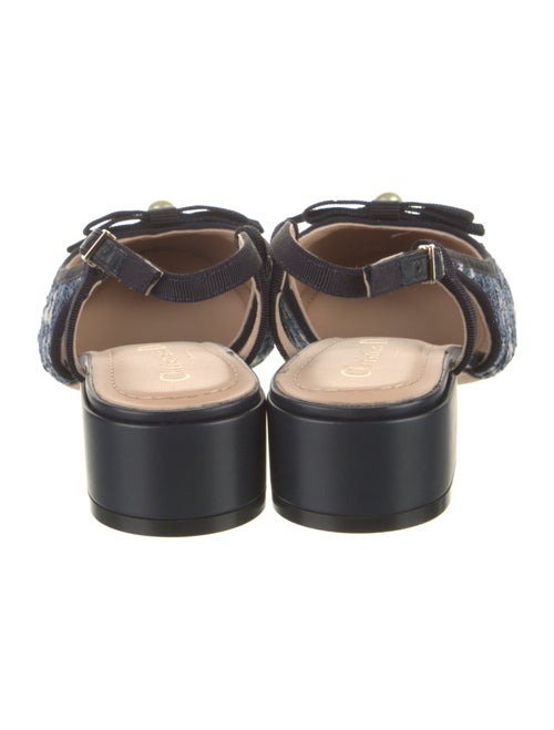 Christian Dior Faux Pearl Accents Leather Slingback Pumps