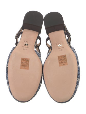 Christian Dior Faux Pearl Accents Leather Slingback Pumps