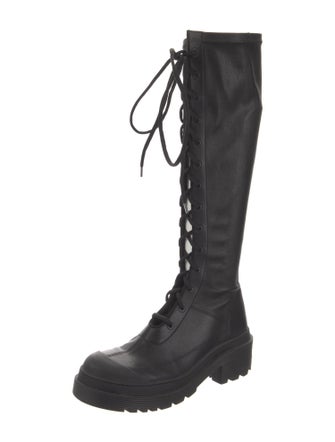 Christian Dior Leather Printed Combat Boots