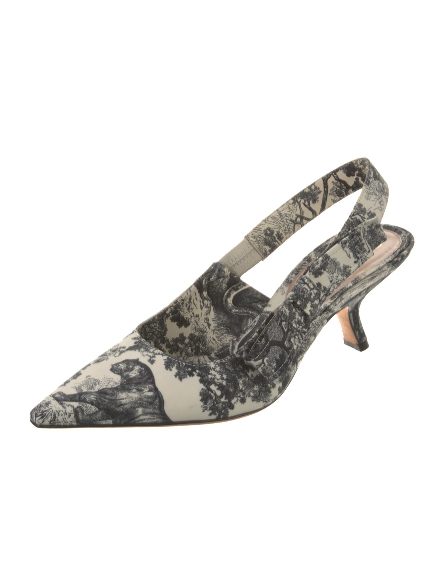 Christian Dior Floral Print Bow Accents Slingback Pumps