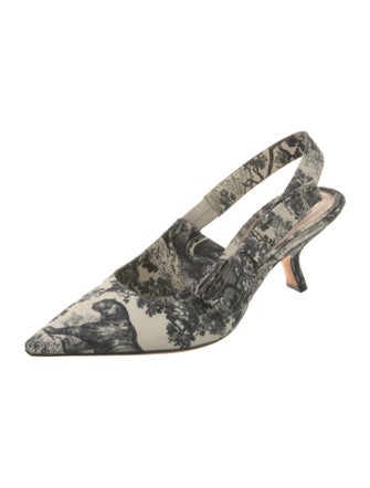 Christian Dior Floral Print Bow Accents Slingback Pumps