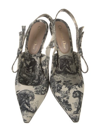 Christian Dior Floral Print Bow Accents Slingback Pumps