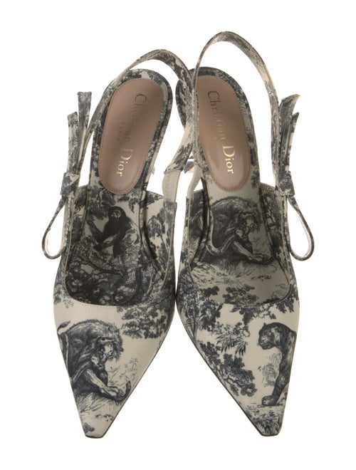 Christian Dior Floral Print Bow Accents Slingback Pumps