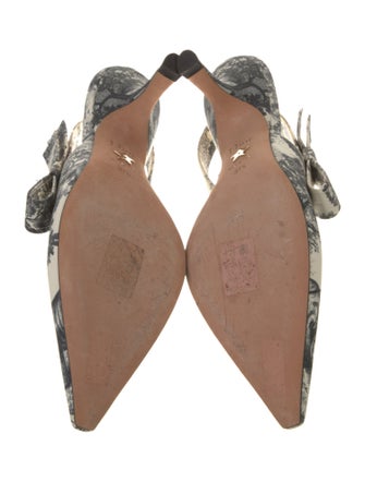 Christian Dior Floral Print Bow Accents Slingback Pumps