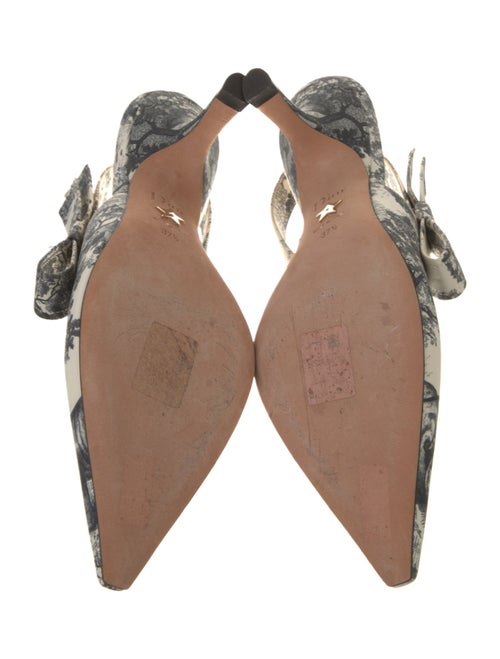 Christian Dior Floral Print Bow Accents Slingback Pumps
