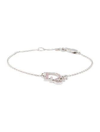 Christian Dior Crystal Logo Link Station Bracelet