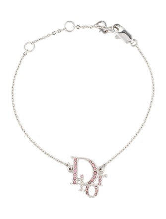 Christian Dior Crystal Logo Link Station Bracelet