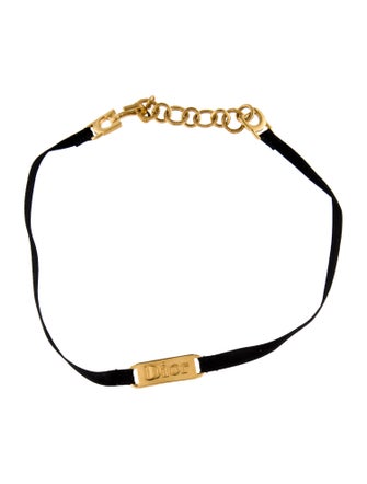 Christian Dior Logo Ribbon Choker Necklace