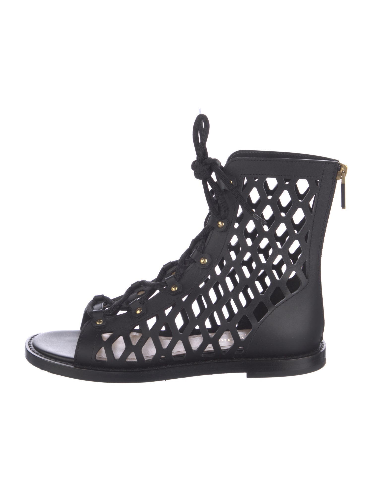 Christian Dior Leather Cutout Accent Gladiator Sandals