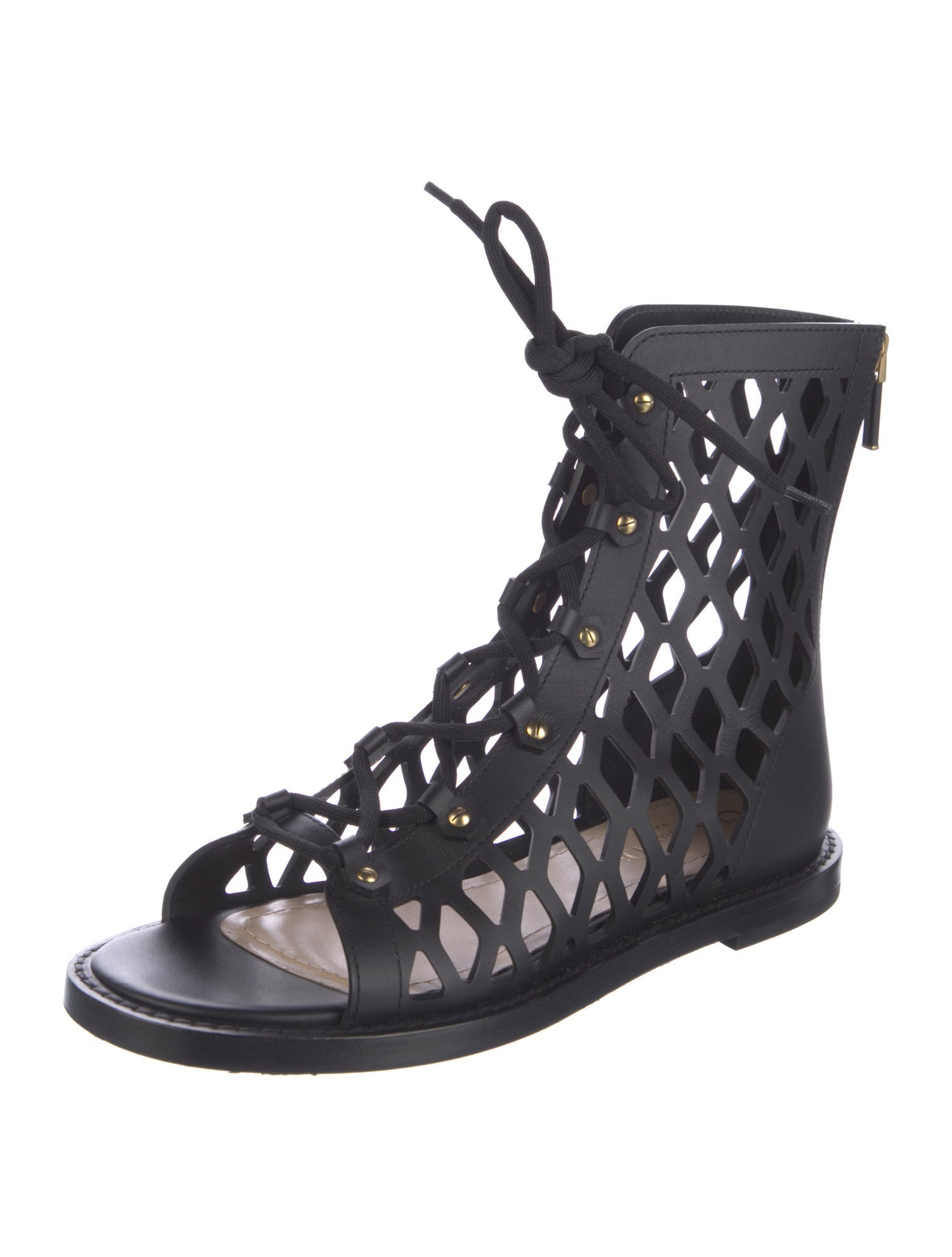 Christian Dior Leather Cutout Accent Gladiator Sandals