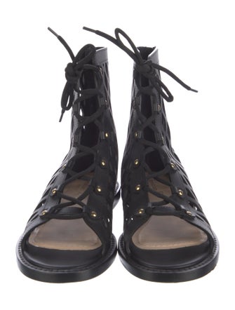 Christian Dior Leather Cutout Accent Gladiator Sandals