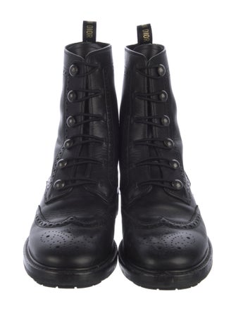 Christian Dior Leather Lasercut Accents Combat Boots