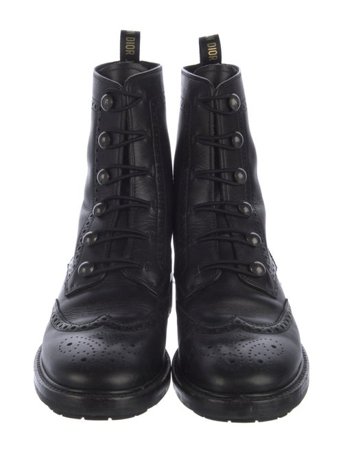 Christian Dior Leather Lasercut Accents Combat Boots