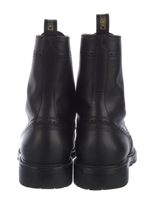 Christian Dior Leather Lasercut Accents Combat Boots