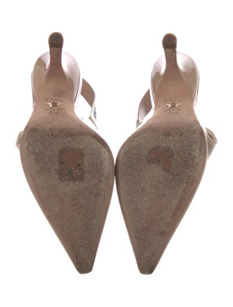 Christian Dior Patent Leather Bow Accents Slingback Pumps