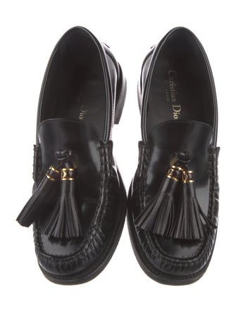 Christian Dior Leather Tassel Accents Loafers