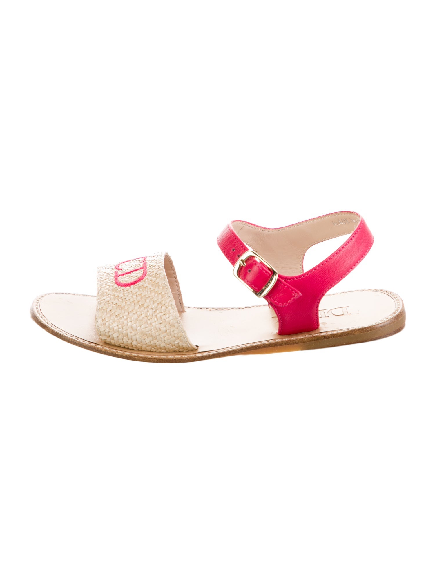 Christian Dior Girls' Straw Logo Sandals