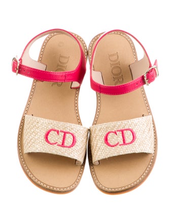 Christian Dior Girls' Straw Logo Sandals
