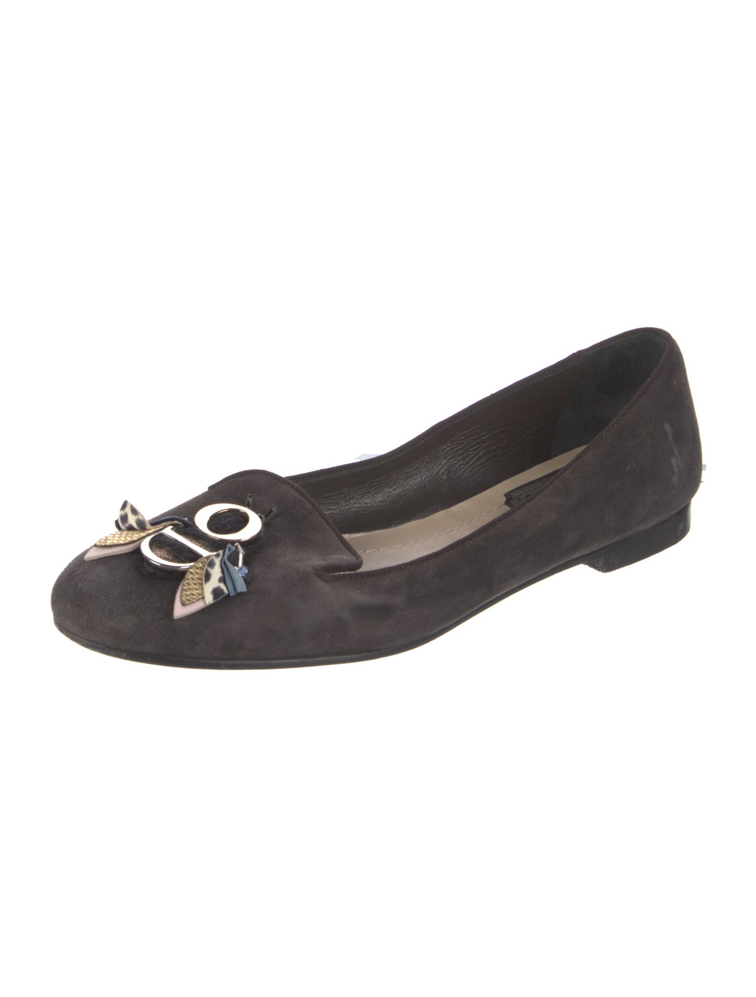 Christian Dior Suede Beaded Accents Ballet Flats