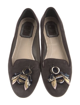 Christian Dior Suede Beaded Accents Ballet Flats